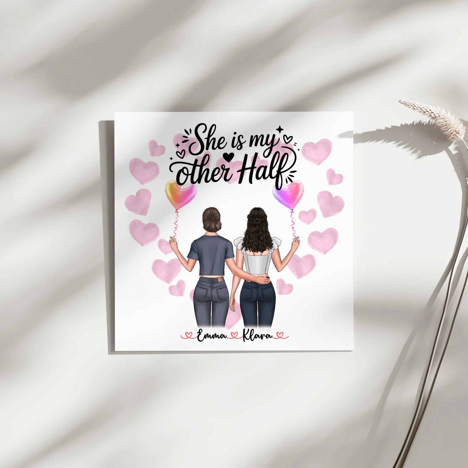 Leinwand Schwester personalisierbar mit 2 Clipart Frauen, Namen, Bild & Wunschtext 4