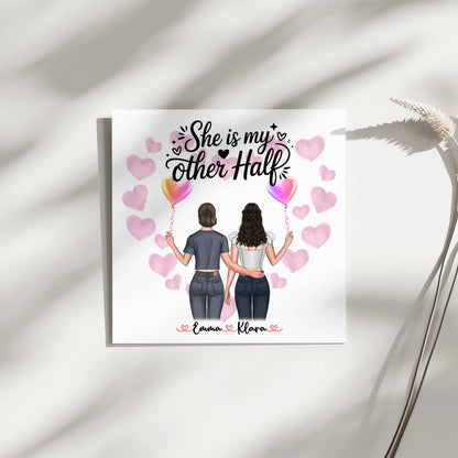 Leinwand Schwester personalisierbar mit 2 Clipart Frauen, Namen, Bild & Wunschtext 4