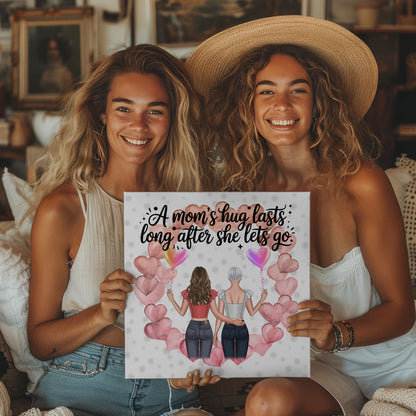 Mama Leinwand mit 2 Frauen-Cliparts, Namen, Hintergrundbild und eigenem Spruch 2