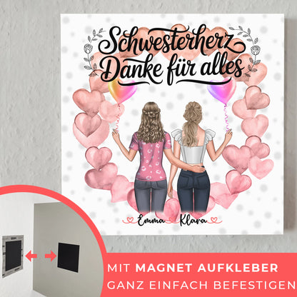 Magnetposter Schwesterherz Danke für Alles mit 2 Clipart Frauen