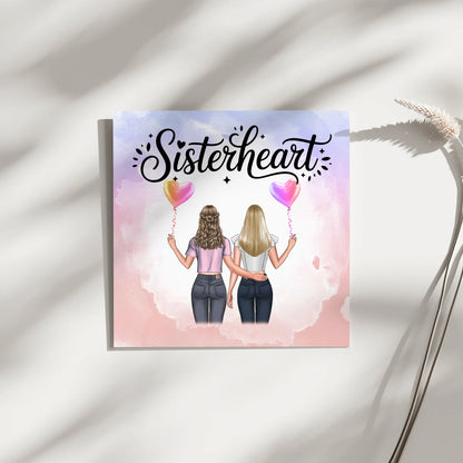 Personalisierte Leinwand Schwester mit 2 Clipart Frauen 4