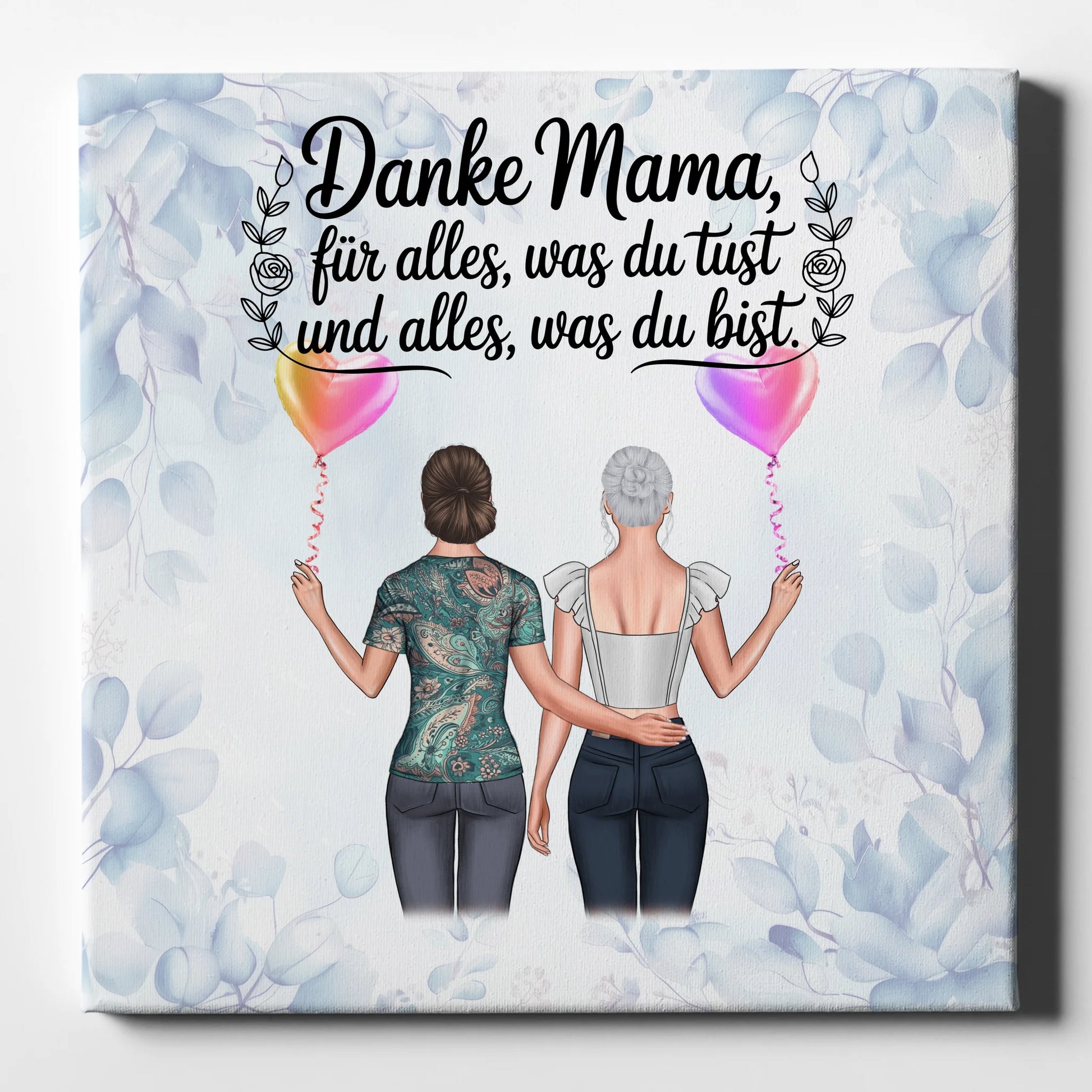 Leinwand Für Mama mit 2 Clipart, Namen, Hintergrund & Wunschtext Danke Mama für alles 1