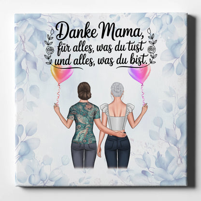 Leinwand Für Mama mit 2 Clipart, Namen, Hintergrund & Wunschtext Danke Mama für alles 1