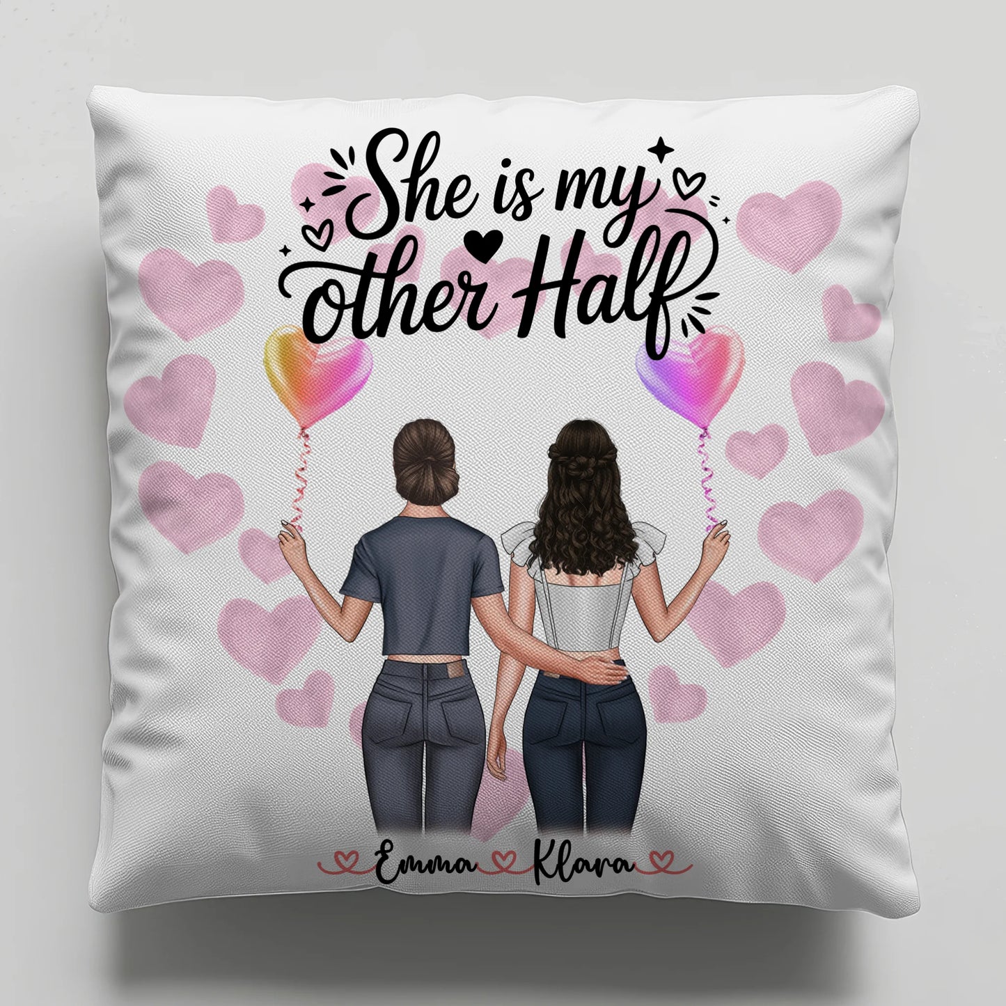 Kissen Große Schwester personalisiert mit 2 Clipart Frauen Namen Hintergrund & Wunschtext