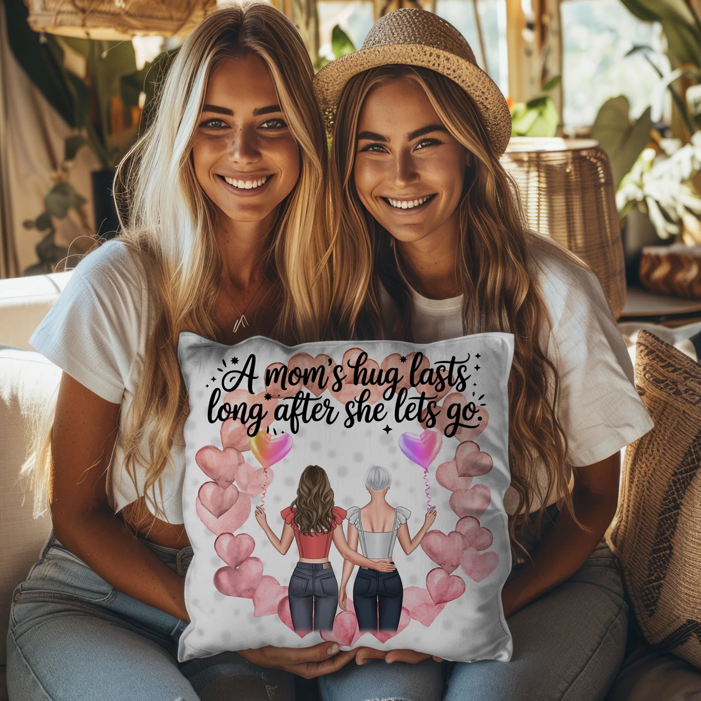 Kissen Mit Namen Mama A moms hug mit 2 Clipart Frauen, Namen & Wunschtext personalisierbar