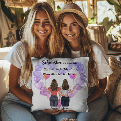 Kissen Mit Spruch Schwester personalisierbar mit Namen und Clipart