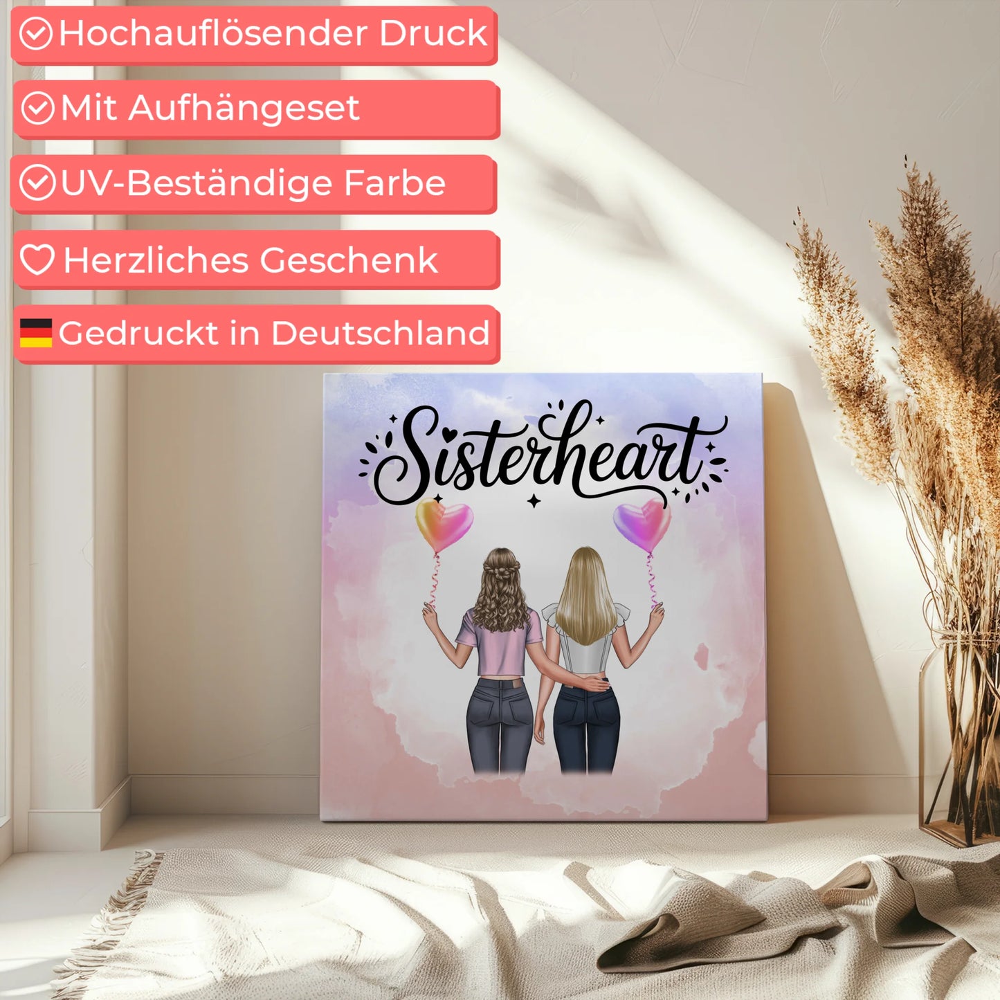 Personalisierte Leinwand Schwester mit 2 Clipart Frauen 5