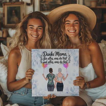 Leinwand Für Mama mit 2 Clipart, Namen, Hintergrund & Wunschtext Danke Mama für alles 2