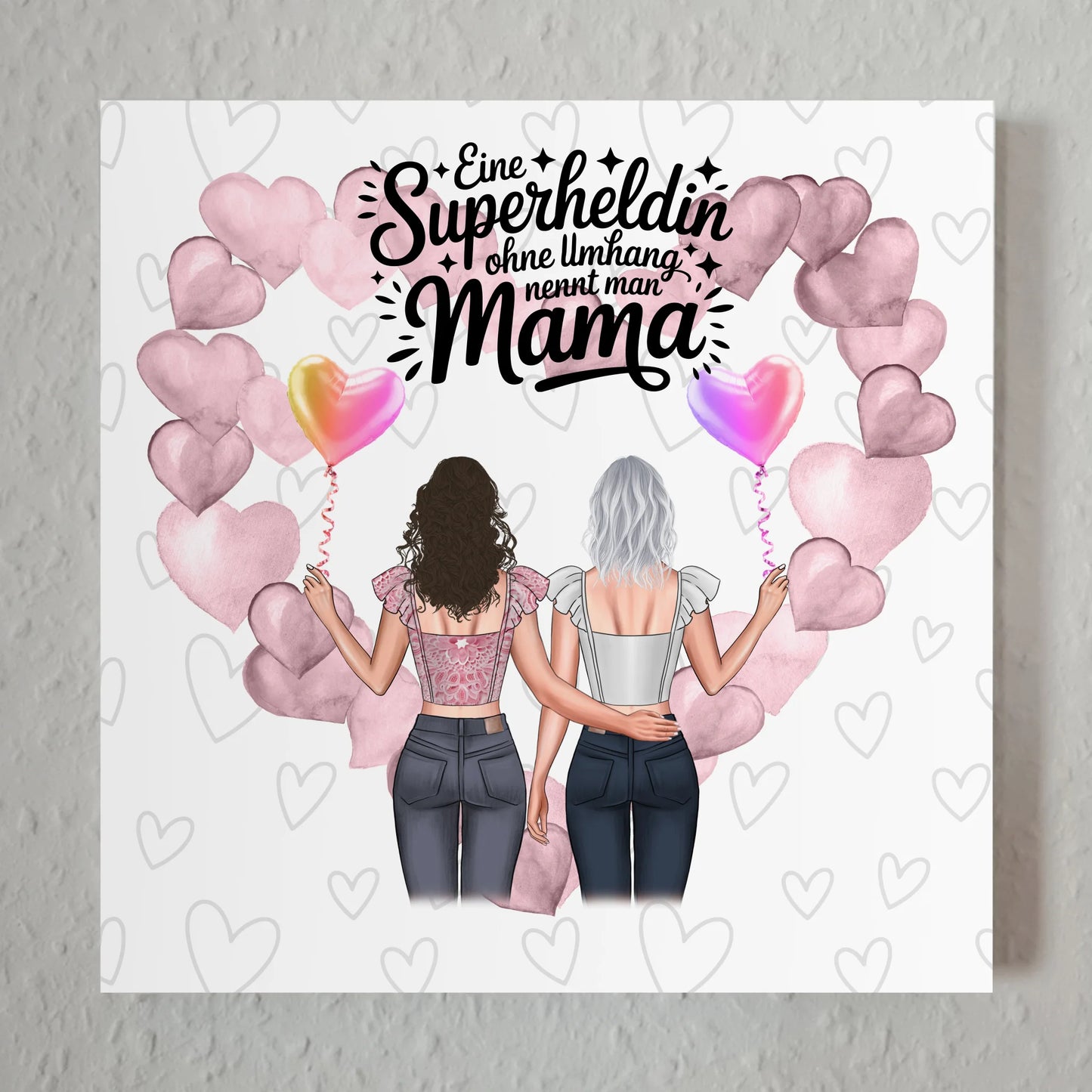 Mama Plakat Fotoboard mit 2 Clipart Frauen, Namen & Wunschtext