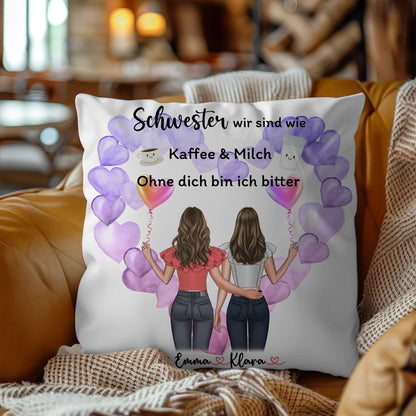 Kissen Mit Spruch Schwester personalisierbar mit Namen und Clipart