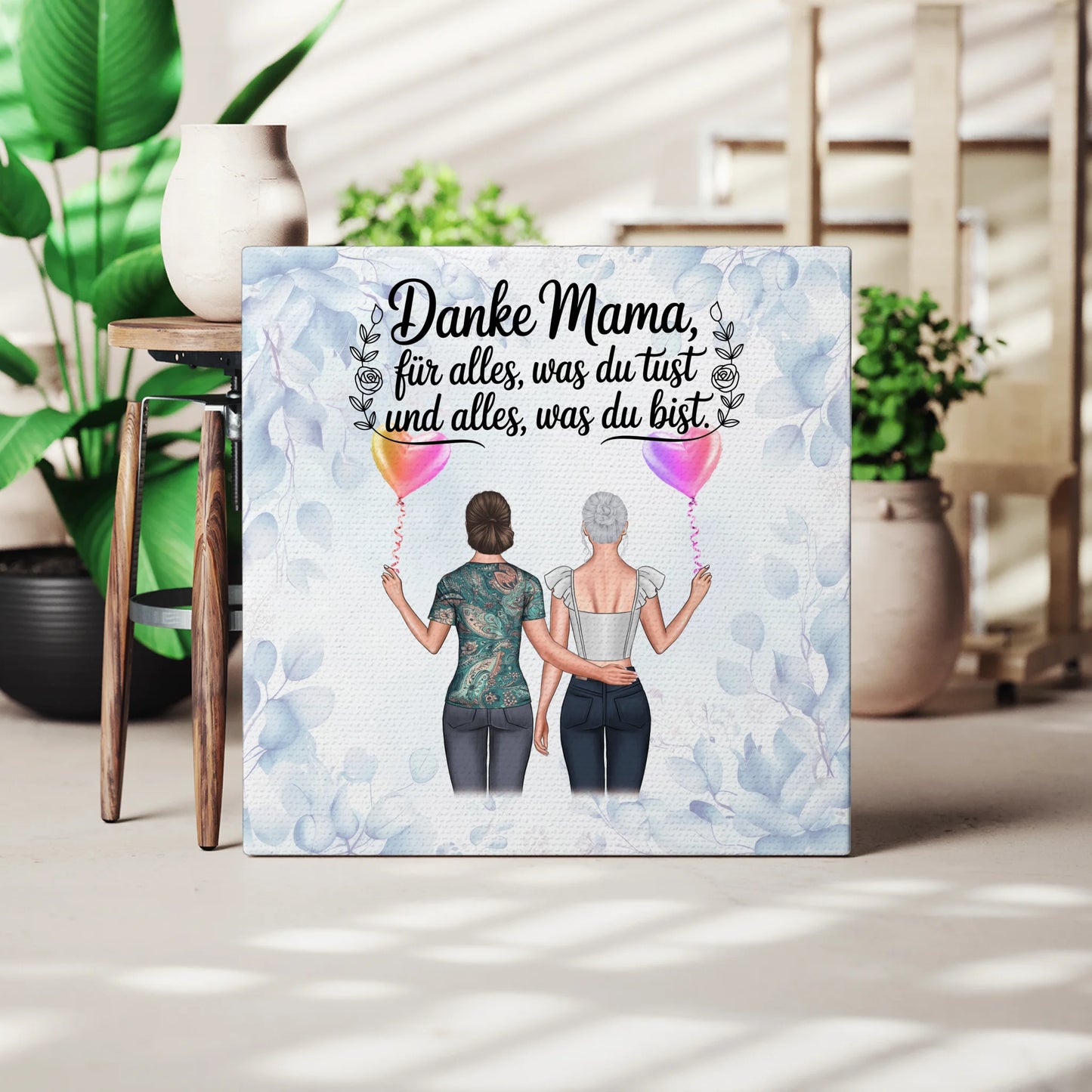 Leinwand Für Mama mit 2 Clipart, Namen, Hintergrund & Wunschtext Danke Mama für alles 3