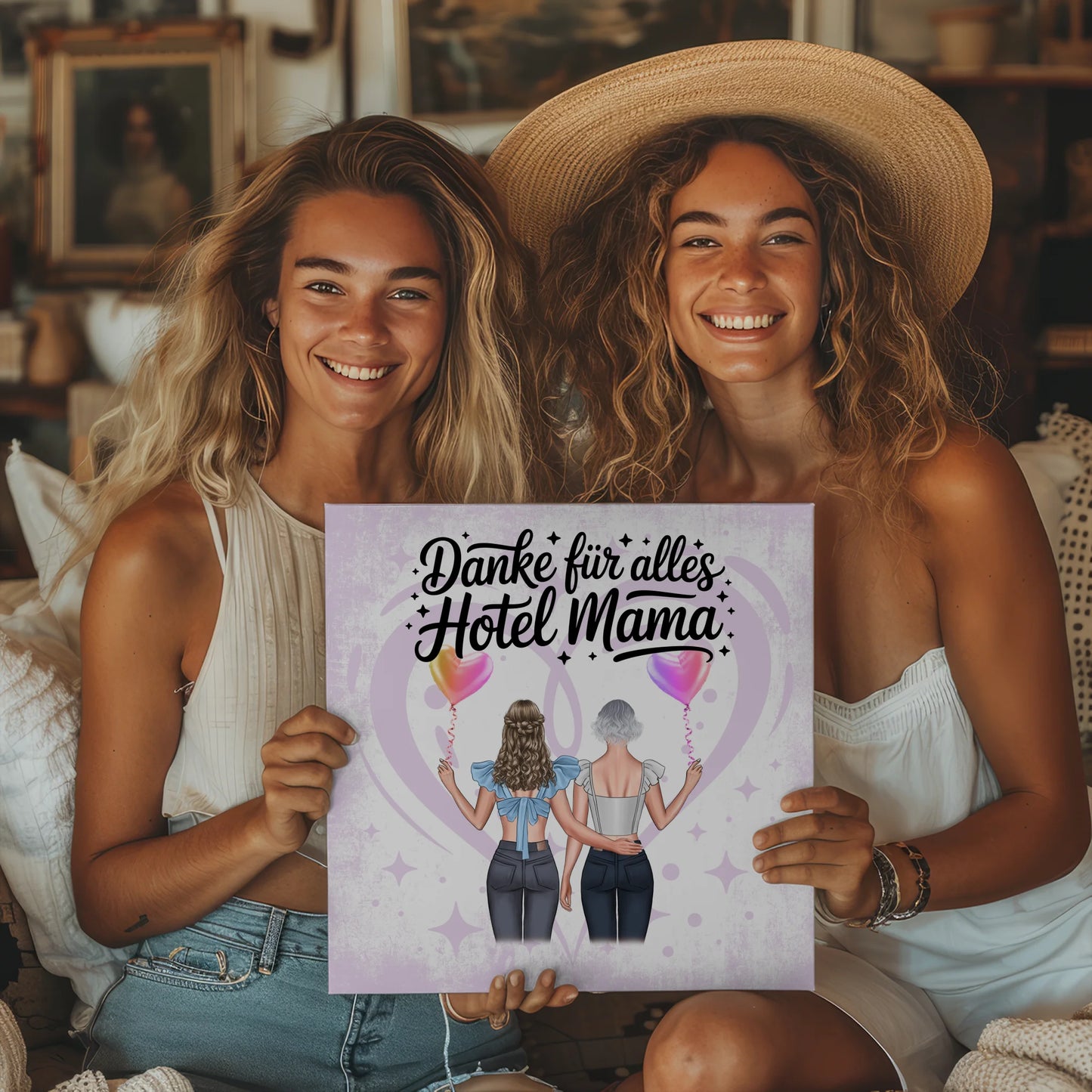 Personalisierte Leinwand Mama Danke für alles mit 2 Cliparts & Namen