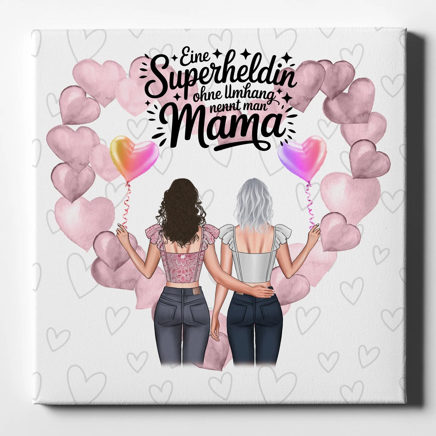 Personalisierte Leinwand Muttertag Mama mit 2 Clipart und Namen
