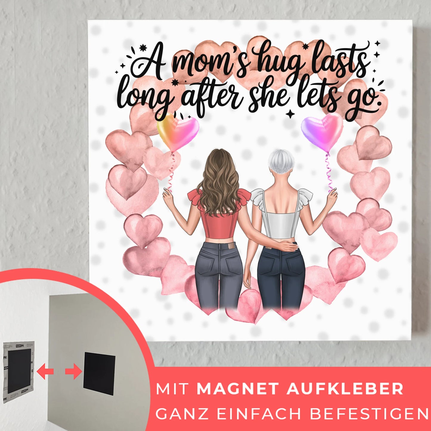 Mama Plakat Fotoboard Personalisiert mit 2 Clipart Frauen, Namen & Wunschtext