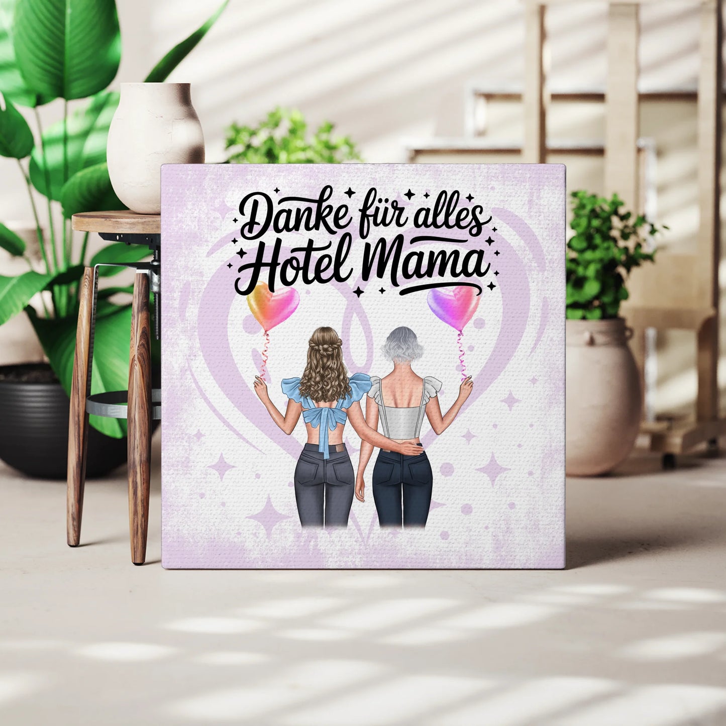 Personalisierte Leinwand Mama Danke für alles mit 2 Cliparts & Namen