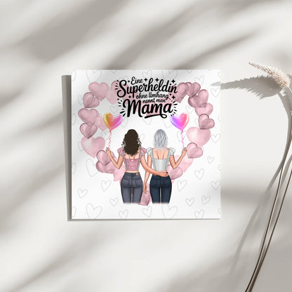 Mama Plakat Fotoboard mit 2 Clipart Frauen, Namen & Wunschtext