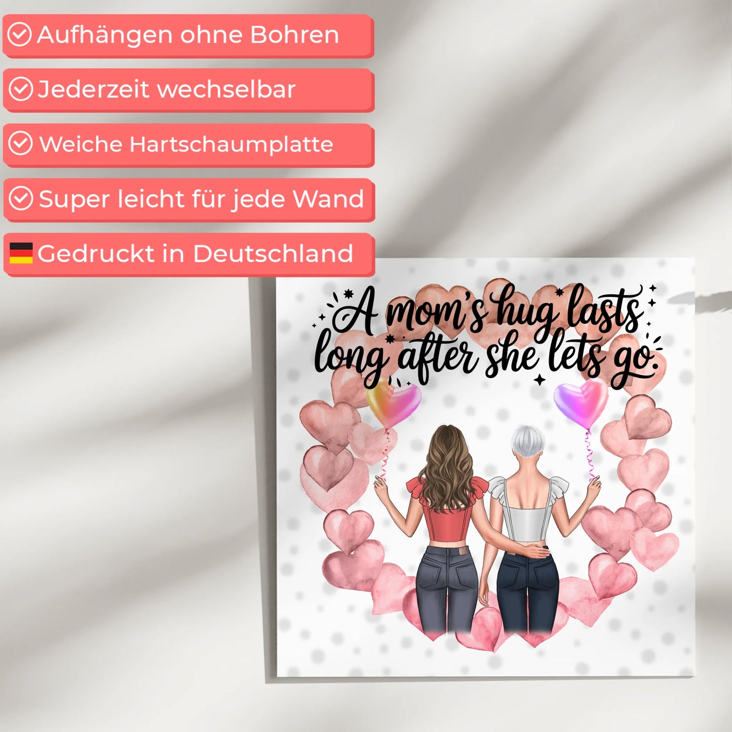 Mama Plakat Fotoboard Personalisiert mit 2 Clipart Frauen, Namen & Wunschtext