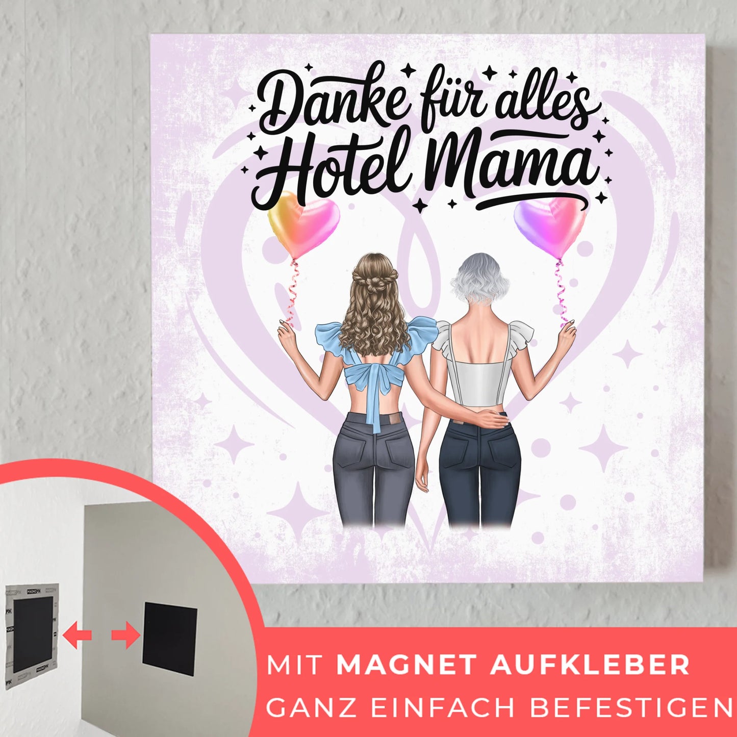 Mama Plakat Fotoboard Personalisiert Danke für alles Hotel Mama mit 2 Cliparts