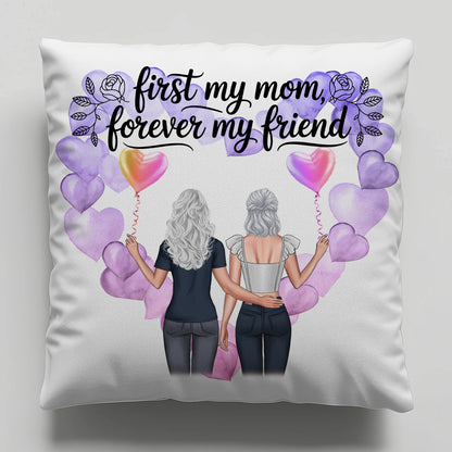 Kissen Mama personalisiert mit 2 Clipart Frauen, Namen, Hintergrundbild, Wunschtext