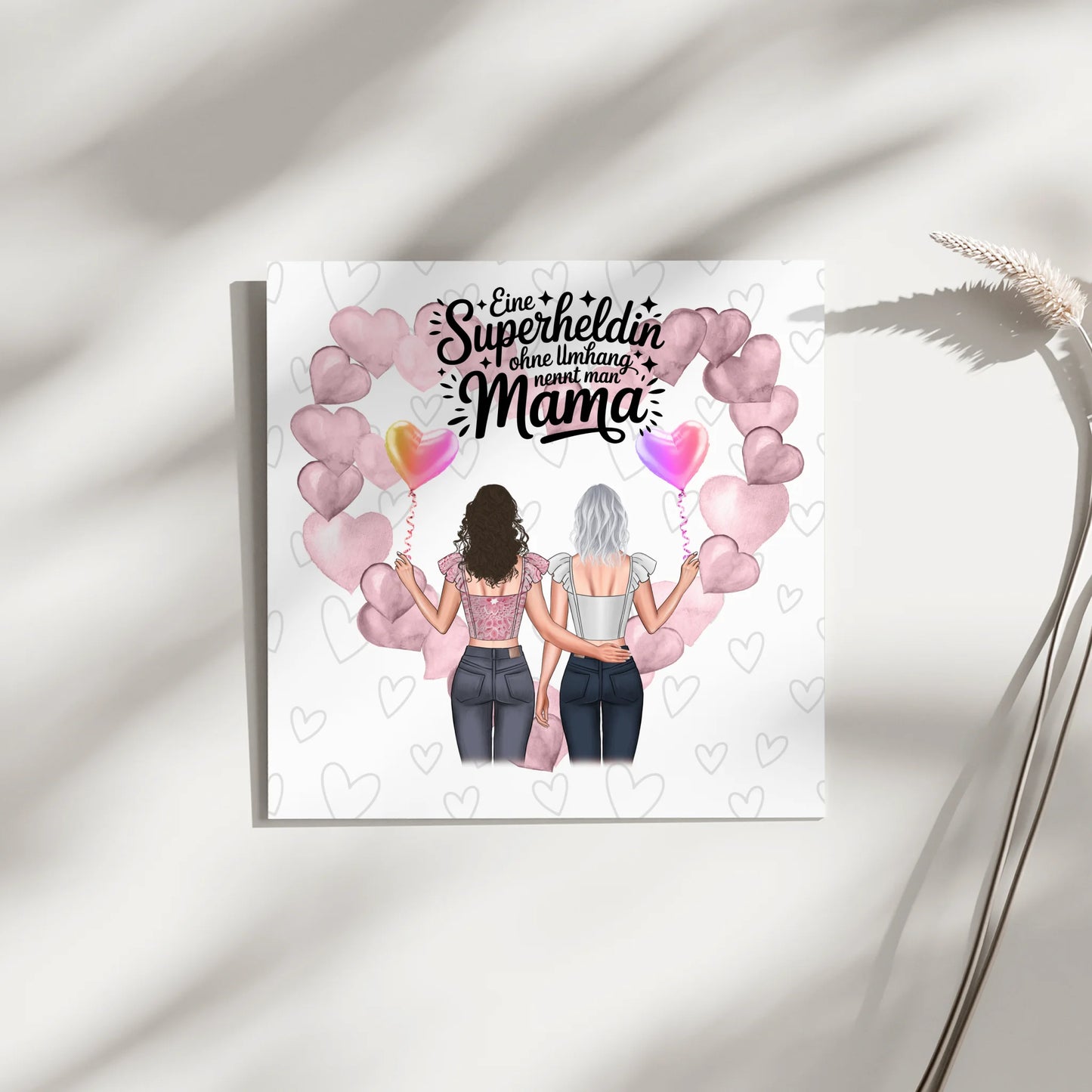 Personalisierte Leinwand Muttertag Mama mit 2 Clipart und Namen