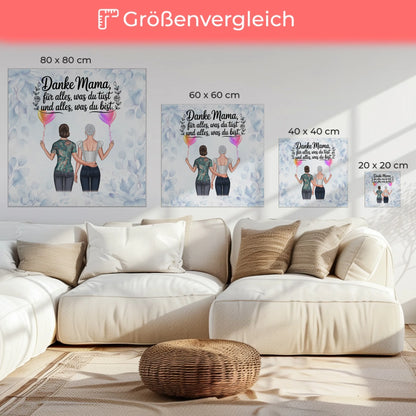 Leinwand Für Mama mit 2 Clipart, Namen, Hintergrund & Wunschtext Danke Mama für alles 6