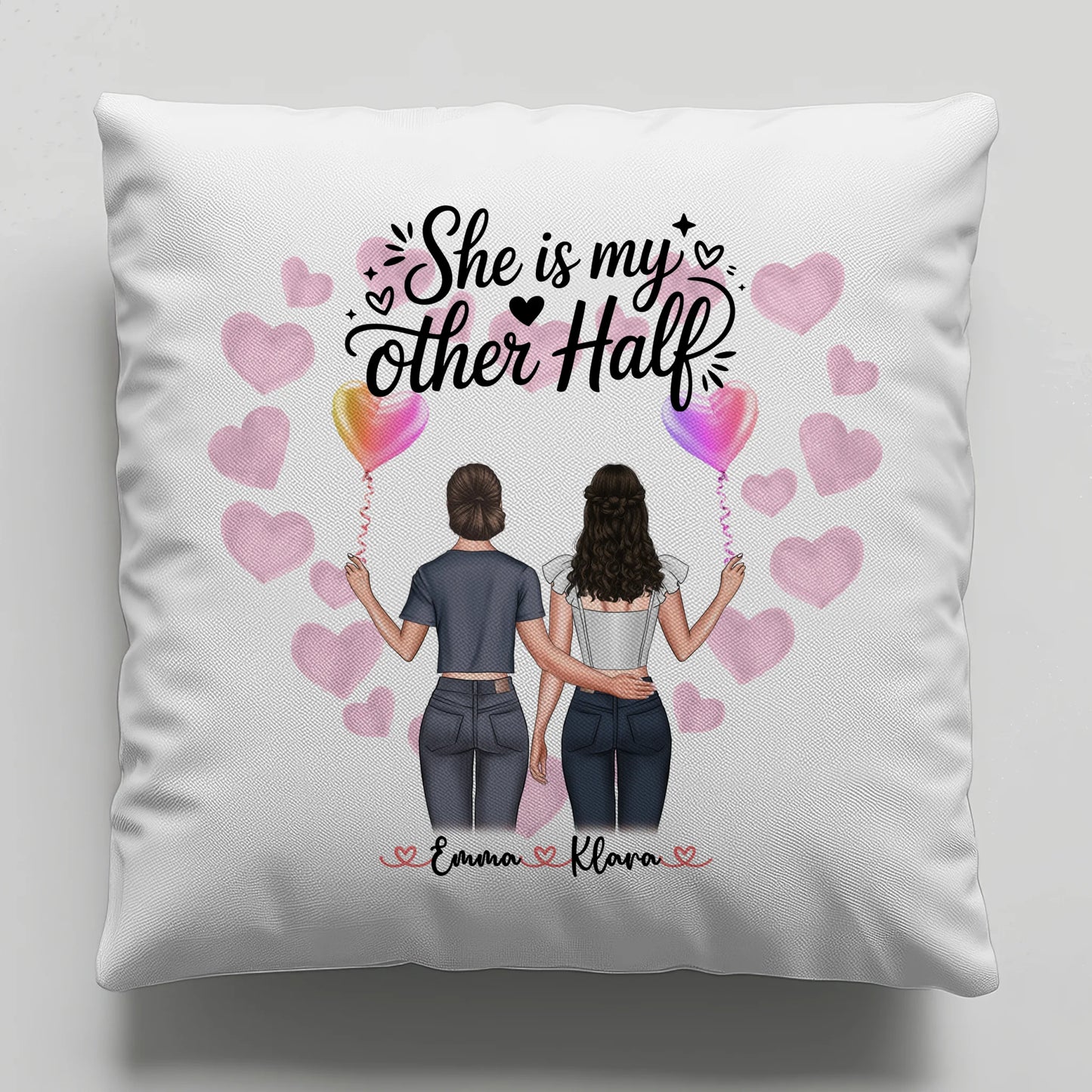 Kissen Große Schwester personalisiert mit 2 Clipart Frauen Namen Hintergrund & Wunschtext