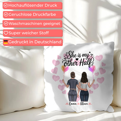 Kissen Große Schwester personalisiert mit 2 Clipart Frauen Namen Hintergrund & Wunschtext