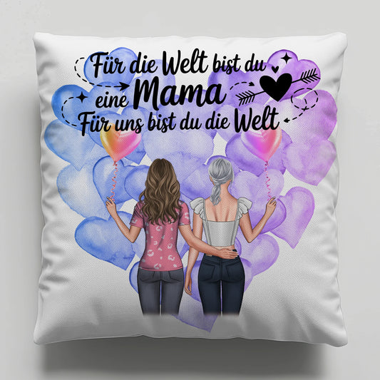 Kissen Mit Namen Mama personalisiert mit 2 Frauen Clipart & Wunschtext