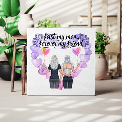 Leinwand Mama personalisiert mit 2 Clipart Frauen, Namen, Hintergrund & Wunschtext