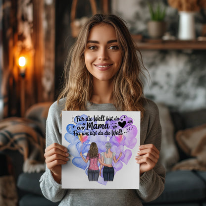 Personalisiertes Mama Plakat Fotoboard mit 2 Cliparts, Namen & Wunschtext