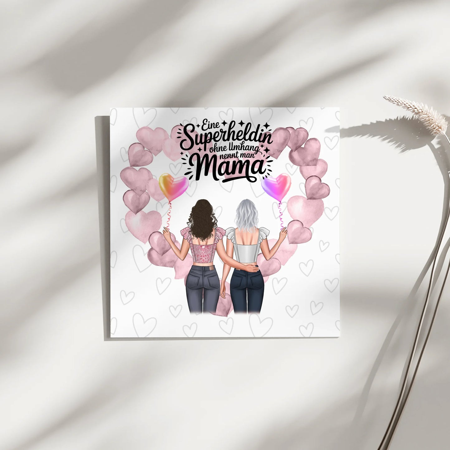 Mama Plakat Fotoboard mit 2 Clipart Frauen, Namen & Wunschtext