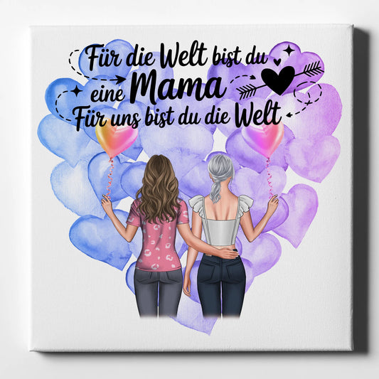 Personalisierte Leinwand Mama 2 Clipart Frauen, Namen & Wunschtext