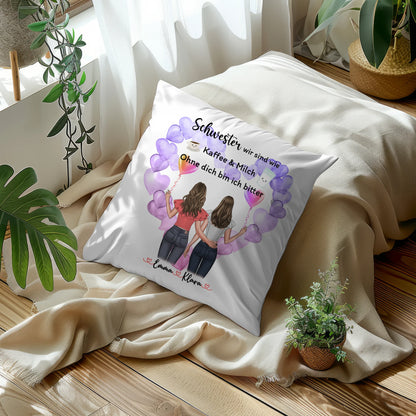 Kissen Mit Spruch Schwester personalisierbar mit Namen und Clipart