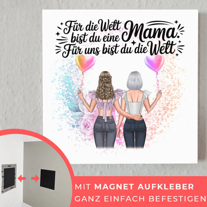 Mama Plakat Fotoboard Personalisiert 2 Clipart Frauen, Namen, Hintergrundbild & Wunschtext