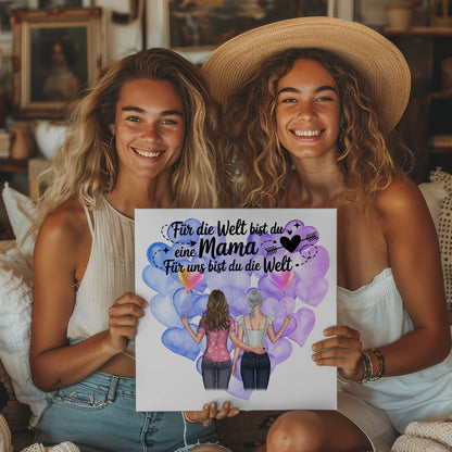 Personalisierte Leinwand Mama 2 Clipart Frauen, Namen & Wunschtext