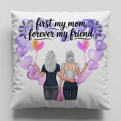 Kissen Mama personalisiert mit 2 Clipart Frauen, Namen, Hintergrundbild, Wunschtext