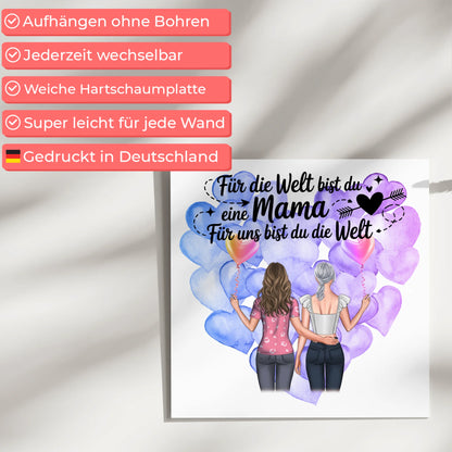 Personalisiertes Mama Plakat Fotoboard mit 2 Cliparts, Namen & Wunschtext
