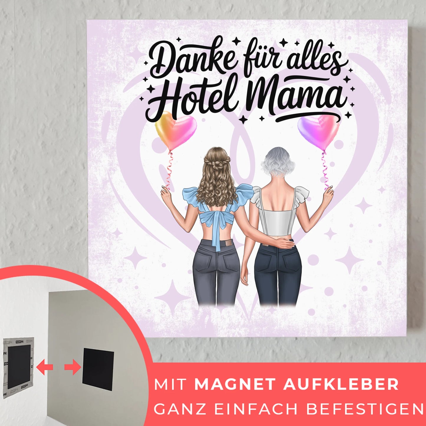 Mama Plakat Fotoboard Personalisiert Danke für alles Hotel Mama mit 2 Cliparts