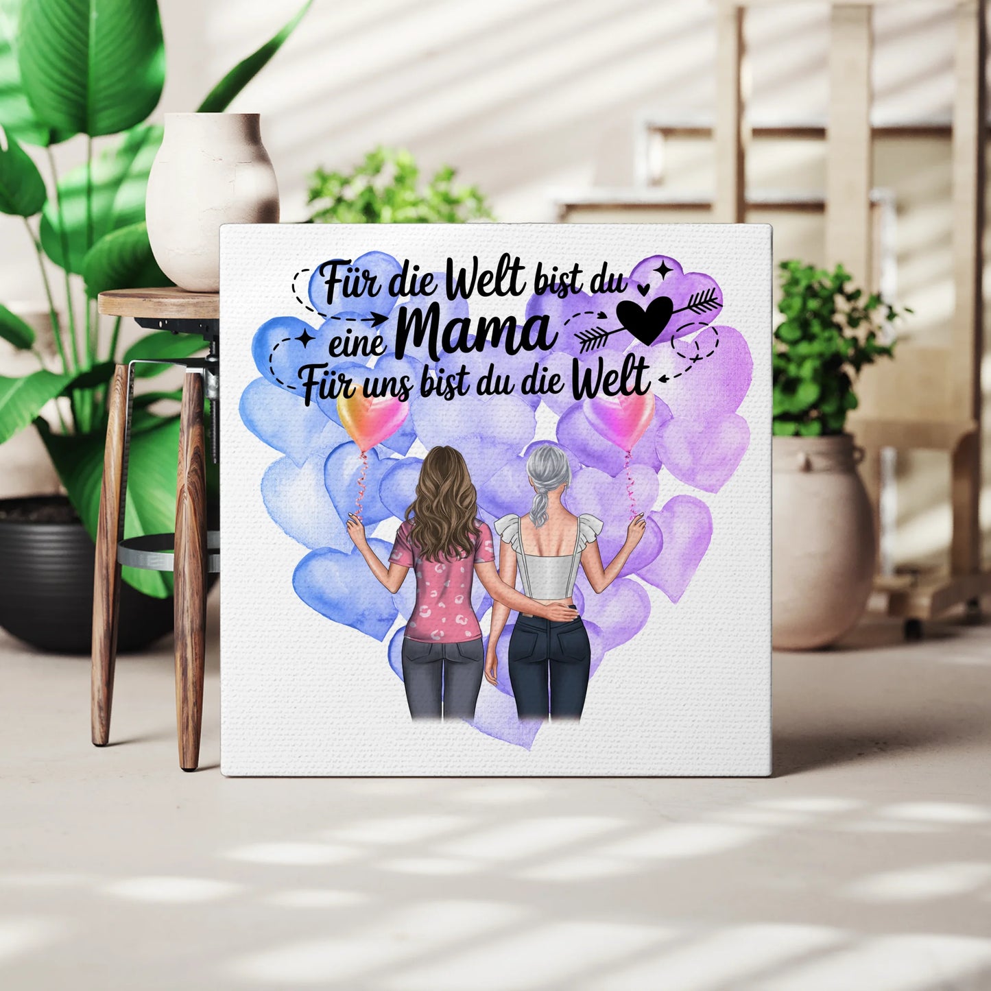 Personalisierte Leinwand Mama 2 Clipart Frauen, Namen & Wunschtext
