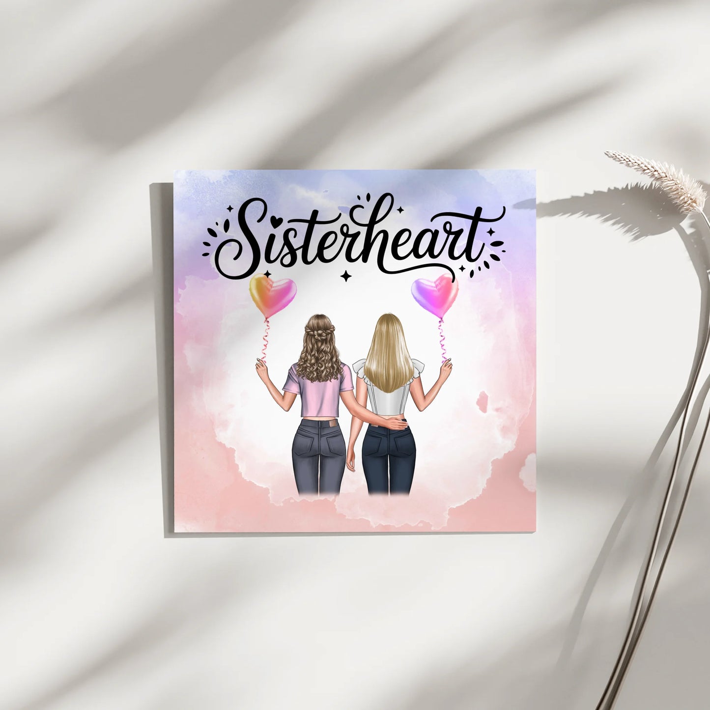 Magnetisches Fotoboard Schwester mit 2 Clipart Frauen & Namen