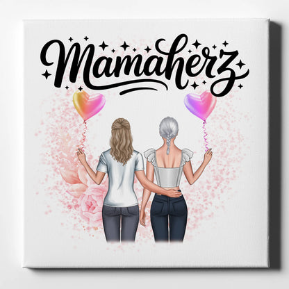 Mama Leinwand Mamaherz 2 Frauen Clipart Namen Fotohintergrund eigener Wunschtext