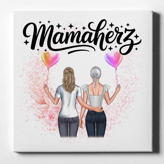 Mama Leinwand Mamaherz 2 Frauen Clipart Namen Fotohintergrund eigener Wunschtext
