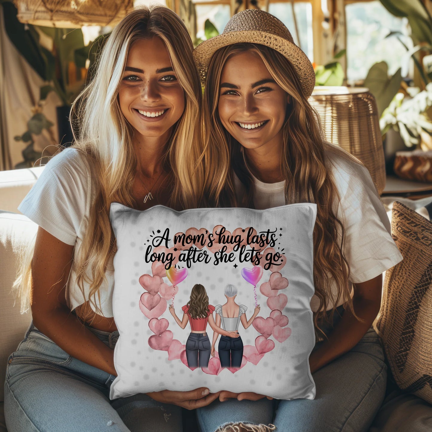 Kissen Mit Namen Mama A moms hug mit 2 Clipart Frauen, Namen & Wunschtext personalisierbar