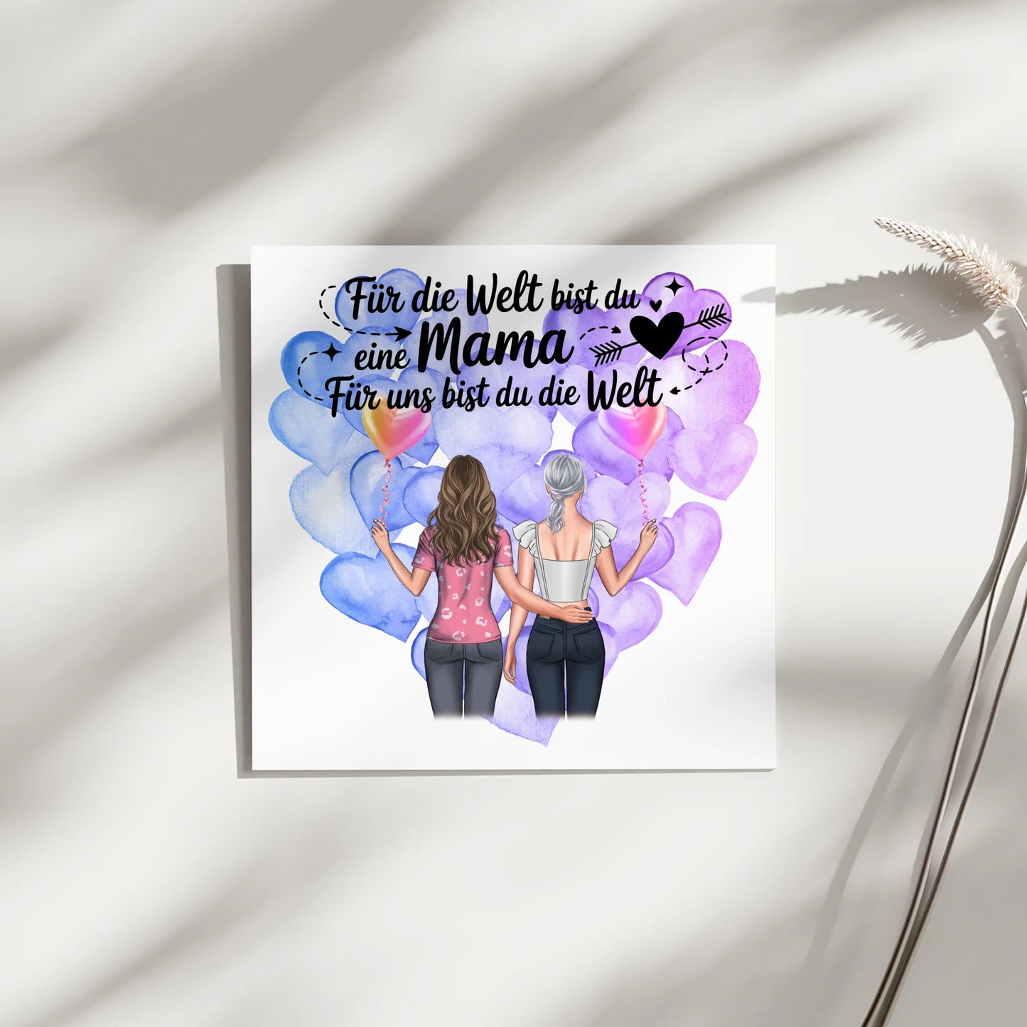 Personalisierte Leinwand Mama 2 Clipart Frauen, Namen & Wunschtext