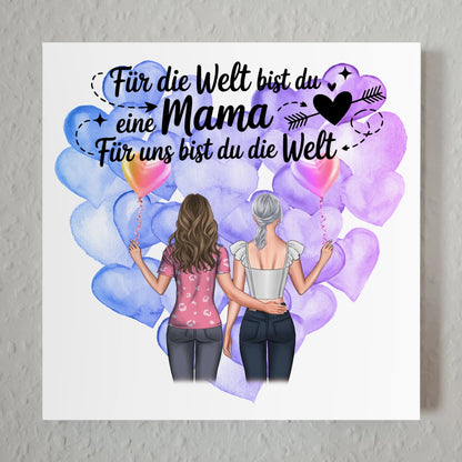 Personalisiertes Mama Plakat Fotoboard mit 2 Cliparts, Namen & Wunschtext
