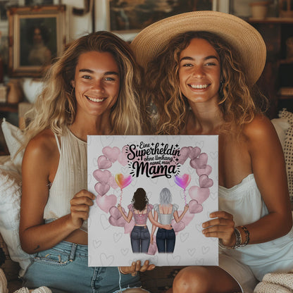 Mama Plakat Fotoboard mit 2 Clipart Frauen, Namen & Wunschtext