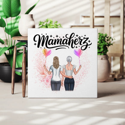 Mama Leinwand Mamaherz 2 Frauen Clipart Namen Fotohintergrund eigener Wunschtext