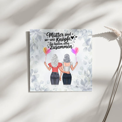 Mama Plakat Fotoboard Personalisiert: 2 Clipart Frauen, Namen, Hintergrundbild & Spruch