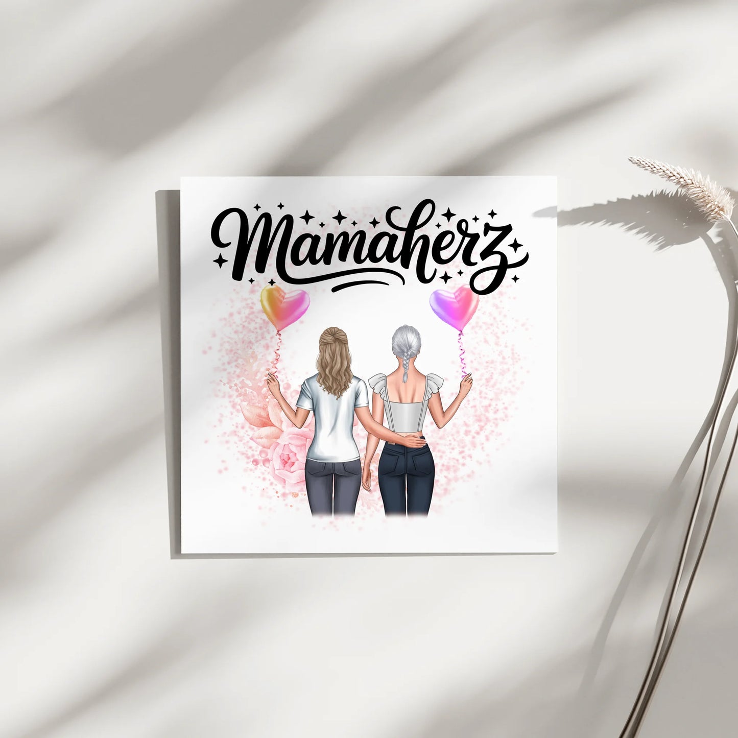 Mama Leinwand Mamaherz 2 Frauen Clipart Namen Fotohintergrund eigener Wunschtext