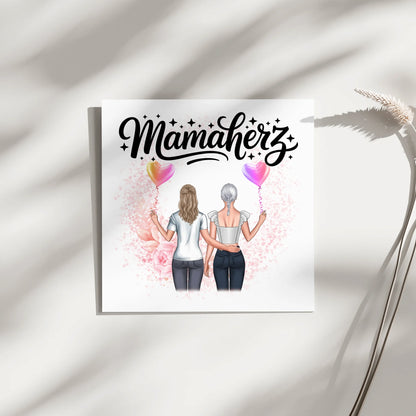 Mama Leinwand Mamaherz 2 Frauen Clipart Namen Fotohintergrund eigener Wunschtext